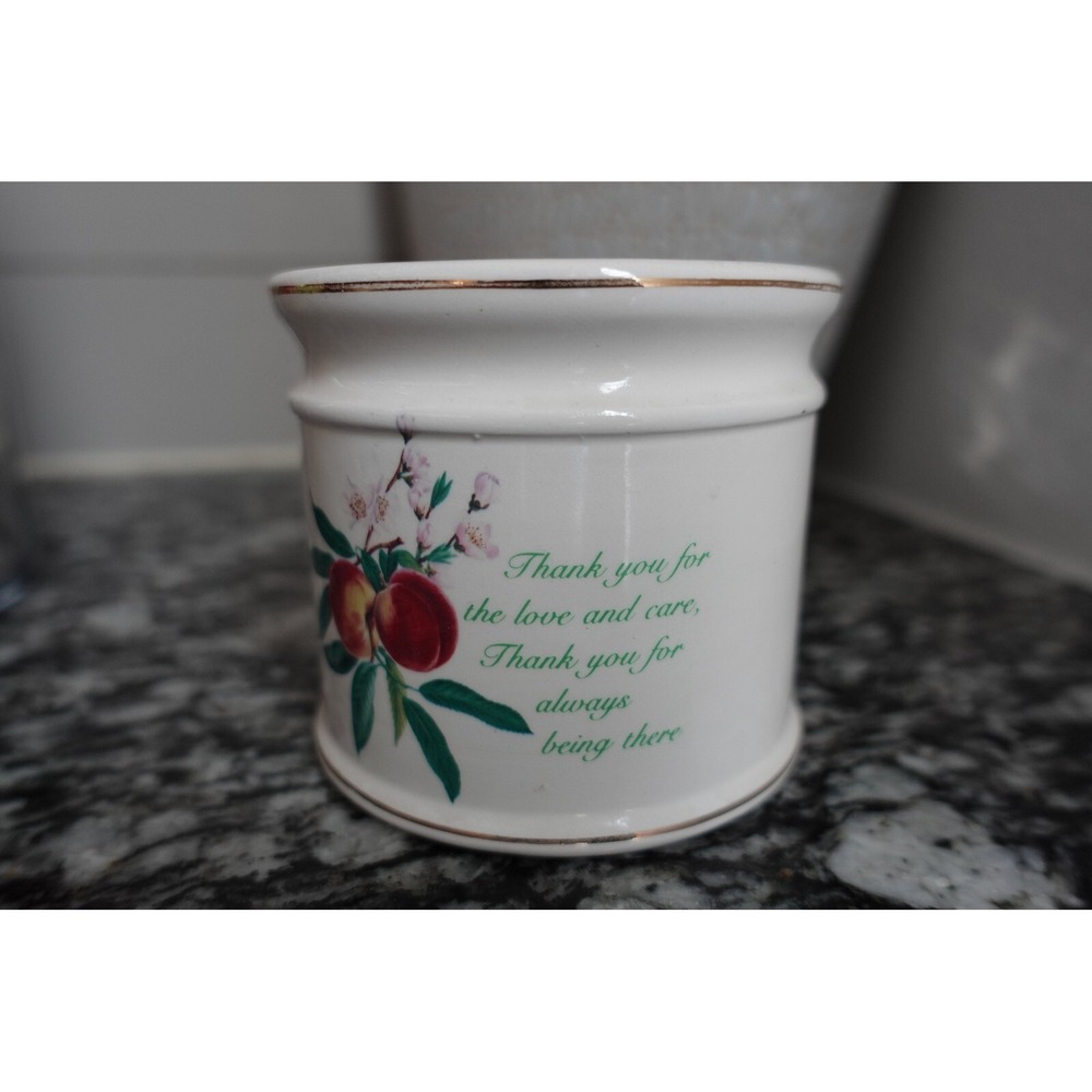 Vintage Ceramic Peach Blossom Thank You candleholder Holder Home accents - Picture 2 of 7